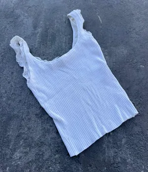 White Lace Trim Tank Top thumbnail 1