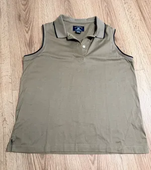 Cutter and Buck‎ Khaki Sleeveless Golf Polo Shirt M Womens Preppy Country Club thumbnail 1