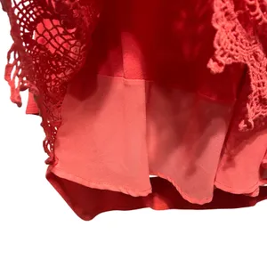 Live and Let Live Womens Crochet Tunic XL Coral Boho Cottage Lace‎ Chiffon Indie thumbnail 3