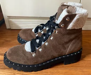 Steve Madden Receptive Lace Up Hiker‎ Brown Suede Size 7.5 EUC thumbnail 1