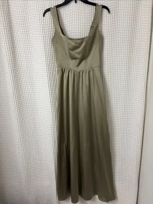 Show Me Your Mumu Nina Maxi Dress in Moss Green Luxe Satin Medium Corset thumbnail 5