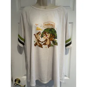 Disney Parks Animal Kingdom 1998 Chip Dale Raglan Graphic Tee White Green‎ 3X thumbnail 2