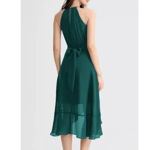 NEW JJ's House Vadele Peacock Bow Ruffle Chiffon Asymmetrical Cocktail Dress thumbnail 3