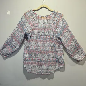 Roberta Roller Rabbit Elephant Print‎ Gauze Lightweight V-neck Blouse Top Medium thumbnail 8