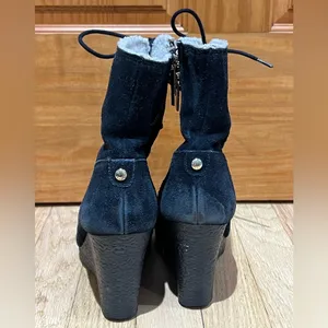 Michael Kors Black Suede Rory Wedge Heel Boots thumbnail 4