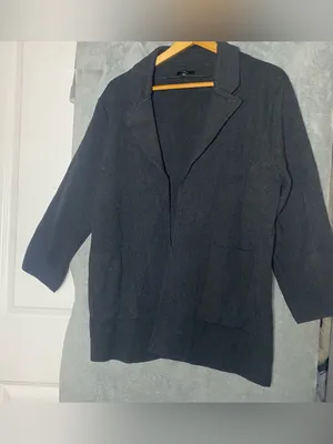 Quince Large 100% Organic Cotton Knit Blazer Grey Capsule Classic XL Minimalist thumbnail 3