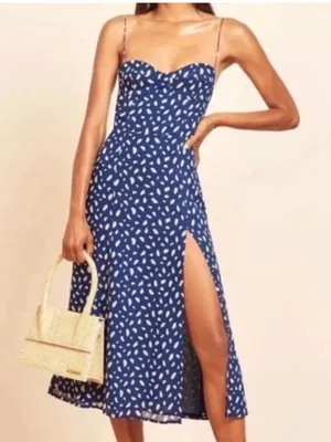 Reformation Juliette Midi Dress Moray 6 thumbnail 1
