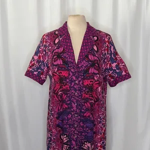 Alexandra Farmer ANTHROPOLOGIE Whimsy Flannel Sleep Dress Floral Butterfly M thumbnail 3