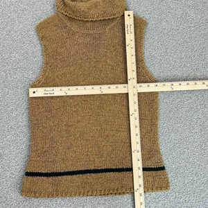 Jones New York Sleeveless Nylon Knit Turtleneck Sweater Tan Medium‎ Preppy thumbnail 11