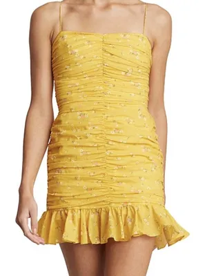 Bec +‎ Bridge Womens Yellow Floral Mini Daytime Flounce Dress Size 4 thumbnail 2
