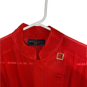 Vintage 70s 80s Cabaret Paris Red black Pin Striped Secretary dress valentines thumbnail 14