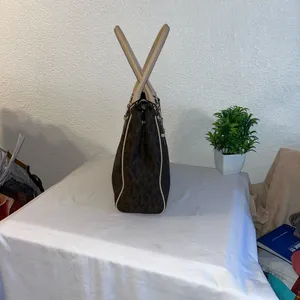 Michael Kors Dark Brown and Tan Logo Tote thumbnail 4