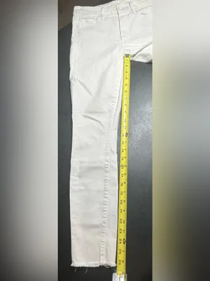 MOTHER Size 26 High Waisted Looker Dagger Ankle Fray Jeans Glass Slipper White thumbnail 6