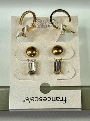 Francesca's Collections Gold and Clear Mixed Earring Set thumbnail 1