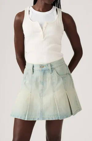 Levi’s Denim Jean On Blast Light Wash Pleated Mini Skirt thumbnail 1
