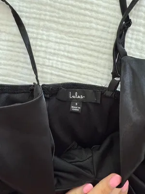 Lulus pleather black mini dress thumbnail 3
