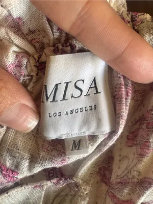 MISA Los Angeles Floral Tie Back Mini Dress Puff Sleeve A-Line Medium Made USA thumbnail 3