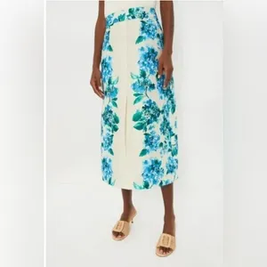 Tuckernuck Kennedy Midi Skirt M Hydrangea Floral Water’s Edge NWT thumbnail 2