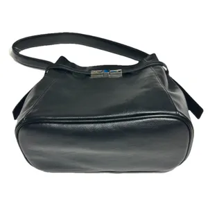Time & Tru Dalton Shoulder Bag Black Faux Leather Purse Silver Belt Hardware NWT thumbnail 10