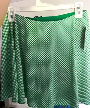 Wild Fable Women’s Green/White Gingham Athletic Skort L Pull-On Elastic Stretch Short thumbnail 1