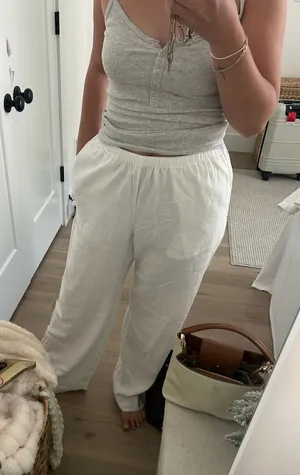 Target Linen Pants White Wide-Leg thumbnail 1