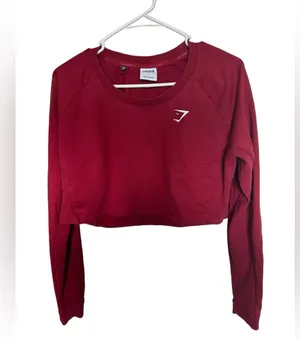 Gymshark maroon Cropped Sweatshirt Size large thumbnail 1