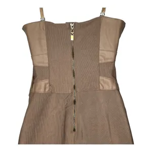 Lucy & Co Faux Leather Mini Dress Womens S Tan Rosette‎ 3D Floral Cocktail NWT thumbnail 9