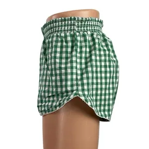 Free People Women's Green Gingham Check High Rise Boxer Lounge Shorts Size XS thumbnail 2