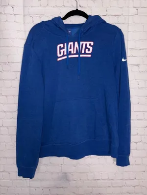 Nike NFL New York Giants‎ Royal Blue Pullover Hoodie Women Large Graphic Swoosh thumbnail 1
