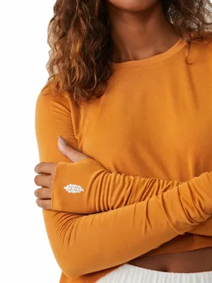 Free People Movement Medium Russet Orange Long Sleeve High Low Workout Top thumbnail 2