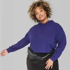 Wild Fable Purple Drop Shoulder Cropped Hoodie thumbnail 1