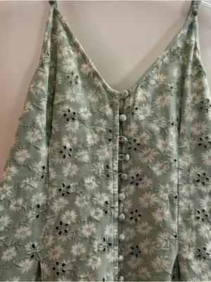 American eagle AE Light green mint Floral Eyelet Romper NWOT size small thumbnail 4