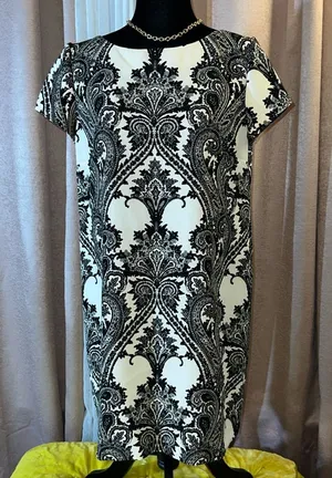 Zara Woman Size L Paisley Short Sleeved Dress thumbnail 1
