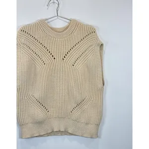 Madewell Womens Sweater Beige Mariella Pointelle Tee Relaxed Fit Sleeveless XL thumbnail 7