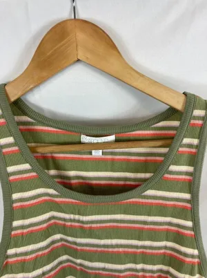 NWT ABOUND Stripe Rib Knit Crop Tank In Green Melissa Stripe size xl thumbnail 3
