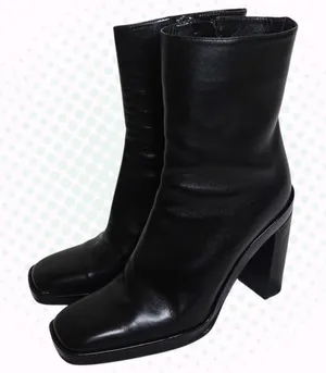 Vintage Tom Ford Gucci Black Square Toe Platform Heel Boots Size 8.5 (w/ OG Box) thumbnail 1