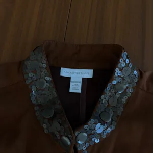 Vintage Charter Club Faux Suede Jacket M Sequin Collar Boho Revival Funky Chic thumbnail 6