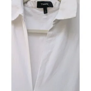 Theory Women's Shirt Dress Collared Flare $465 Sleeveless V-Neck White Size 4 thumbnail 6