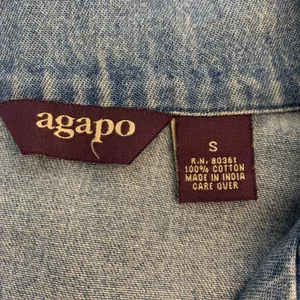 Agapo Vintage Women's S Blue Denim Embroidered Southwestern Button Front Jacket thumbnail 6