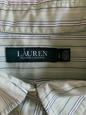 Ralph Lauren Light Green Striped Button Down Shirt Size Large thumbnail 3