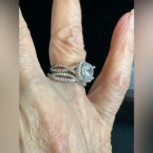 Love Eternity Set 2pc Cubic Zirconia Braided Double Band size 9 thumbnail 16