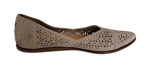 TOMS Jutti‎ Suede Perforated Laser Cut Pointed Toe Flats Taupe 8W thumbnail 1
