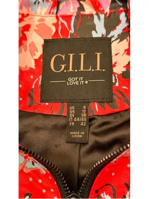 G.I.L.I. Got It Love It Floral Faux Leather Sleeve Zip Jacket Women’s Size 8 thumbnail 5