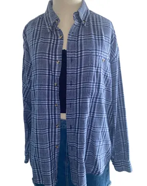 Vintage Appalachian Trail Blue Flannel Shirt thumbnail 1