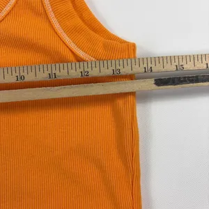 Anthropologie Pilcro Tank Top Womens Medium Orange Scoop Neck Ribbed Knit Basic thumbnail 5