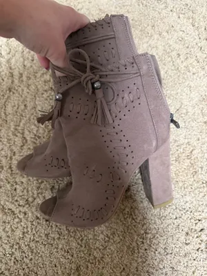 Bamboo tan open toe bootie thumbnail 4