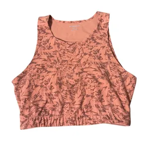 REI Co-op Active Print Crop Top Womens Medium Terracotta High Neck Ribbed Hem thumbnail 1