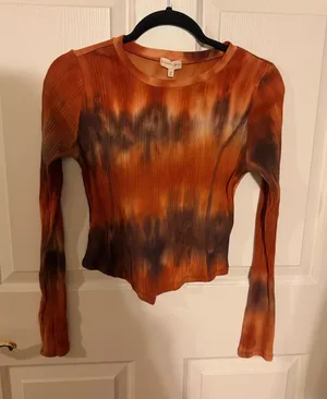 Buckle Rust & Black Tie-Dye Ribbed Long Sleeve Top thumbnail 1