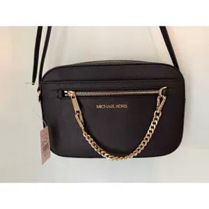 Michael Kors Jet Set Saffiano Leather Crossbody Bag‎ - black Large (35T1STTC9L thumbnail 6