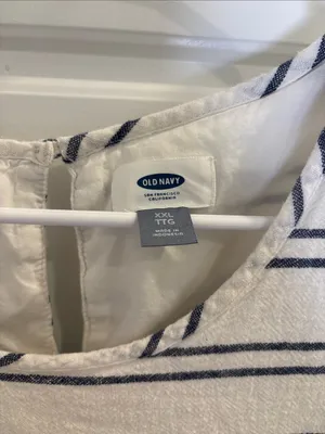 Old Navy XXL White Navy Striped Babydoll Mini Dress Coastal thumbnail 2